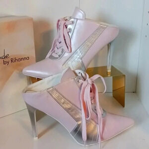 Pink and silver ankle boots